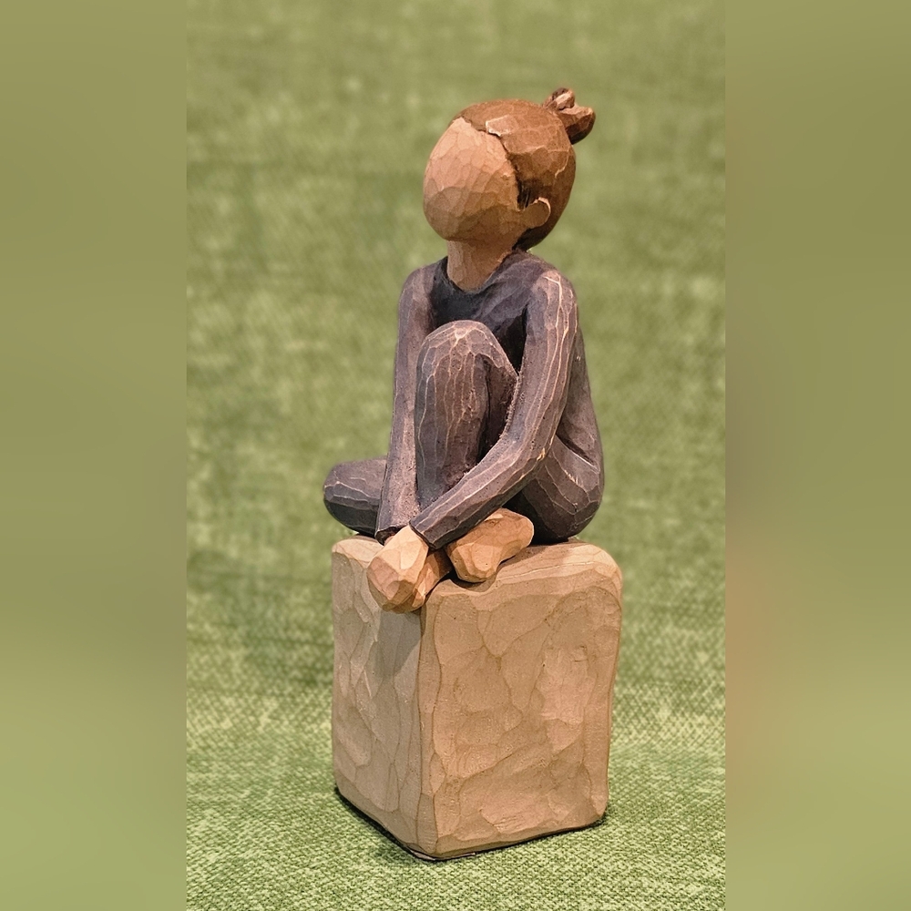 Demdaco Thoughtful Child Sculpture in Purple and Tan